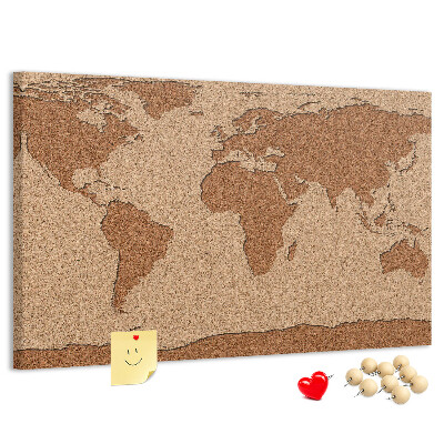 Weltkarte aus Naturkork als Korkbild