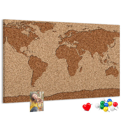 Weltkarte aus Naturkork als Korkbild