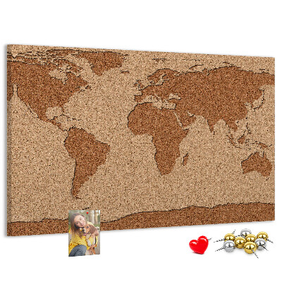 Weltkarte aus Naturkork als Korkbild