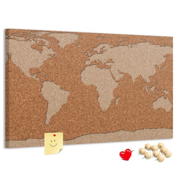 Korktafel mit Weltkartenmotiv