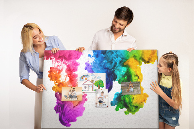 Korkbild bunte Farbwolken in Bewegung