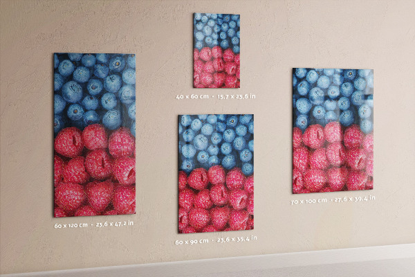 Glas magnettafel Blaubeeren und Himbeeren