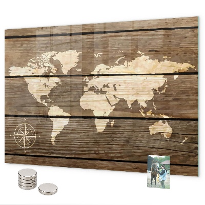 Magnettafel Weltkarte auf dem Brett