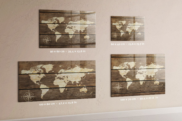 Magnettafel Weltkarte auf dem Brett