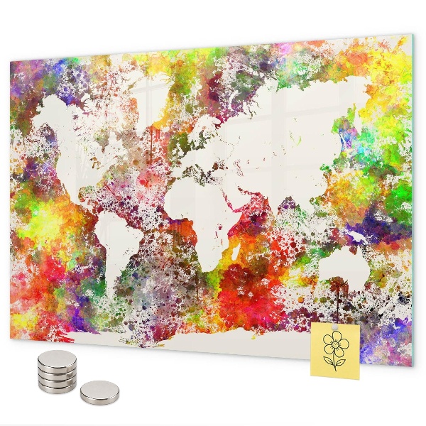 Magnettafel Aquarell-Weltkarte