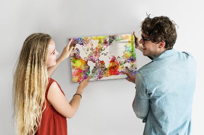 Magnettafel Aquarell-Weltkarte