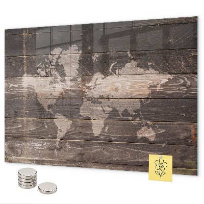 Magnettafel Weltkarte aus Holz
