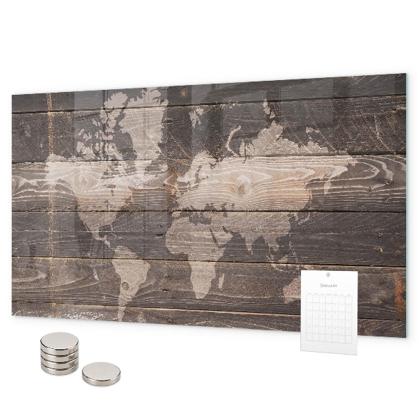 Magnettafel Weltkarte aus Holz