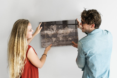 Magnettafel Weltkarte aus Holz