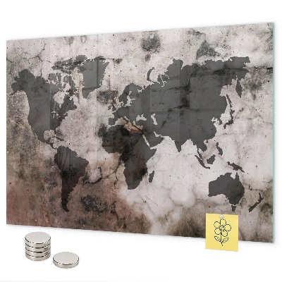 Magnetwand Weltkarte aus Beton