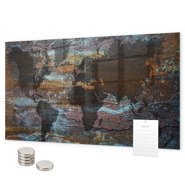 Magnettafel Rust-Weltkarte