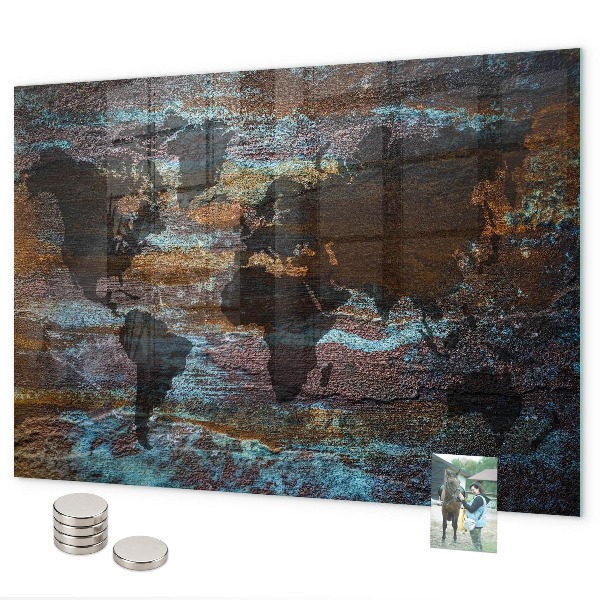 Magnettafel Rust-Weltkarte
