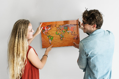 Magnetwand Weltkarte mit Flaggen