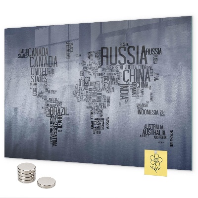 Magnettafel Weltkarte mit Bildunterschriften