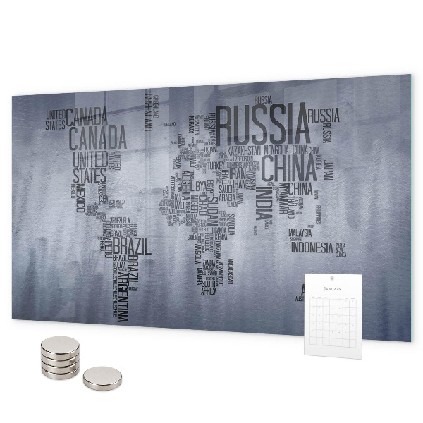 Magnettafel Weltkarte mit Bildunterschriften