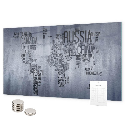 Magnettafel Weltkarte mit Bildunterschriften