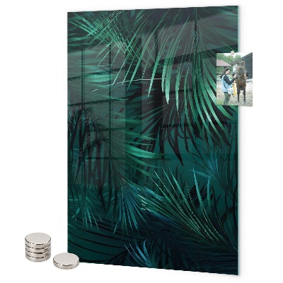 Glas magnettafel Dunkle tropische Blätter