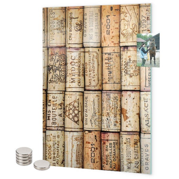 Glas magnettafel Weinkorken