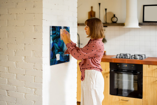Glas magnettafel Blaue exotische Blätter