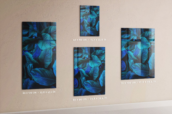 Glas magnettafel Blaue exotische Blätter