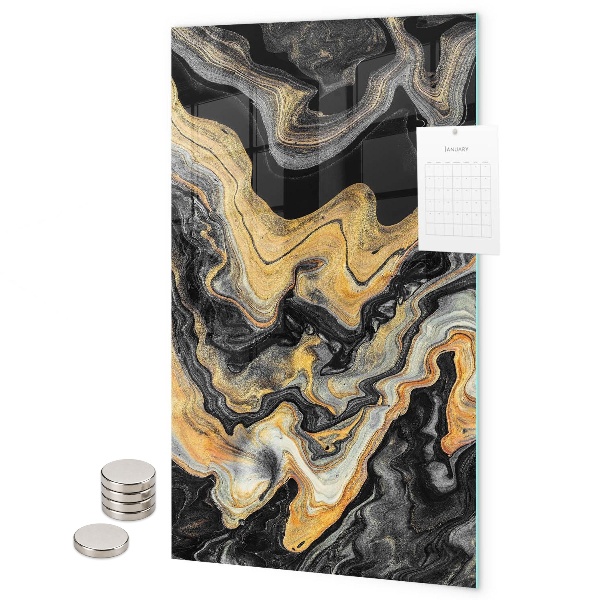 Glas magnettafel Goldener Marmor