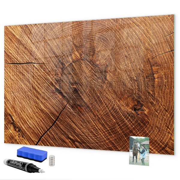 Schreib magnettafel Fotoorganisator auf einem Holzbrett