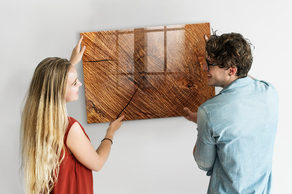 Schreib magnettafel Fotoorganisator auf einem Holzbrett