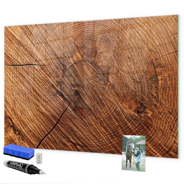 Schreib magnettafel Fotoorganisator auf einem Holzbrett