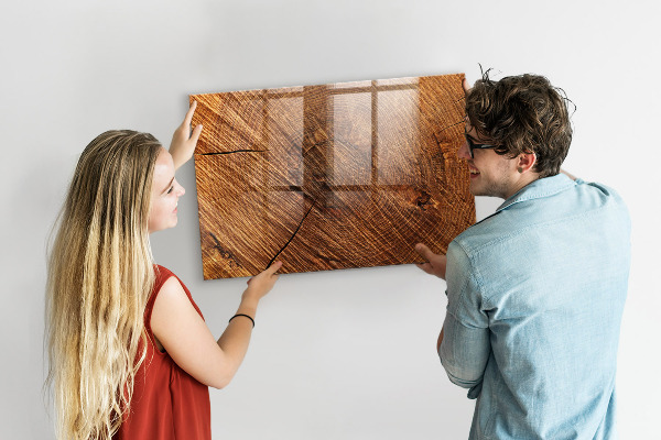 Schreib magnettafel Fotoorganisator auf einem Holzbrett