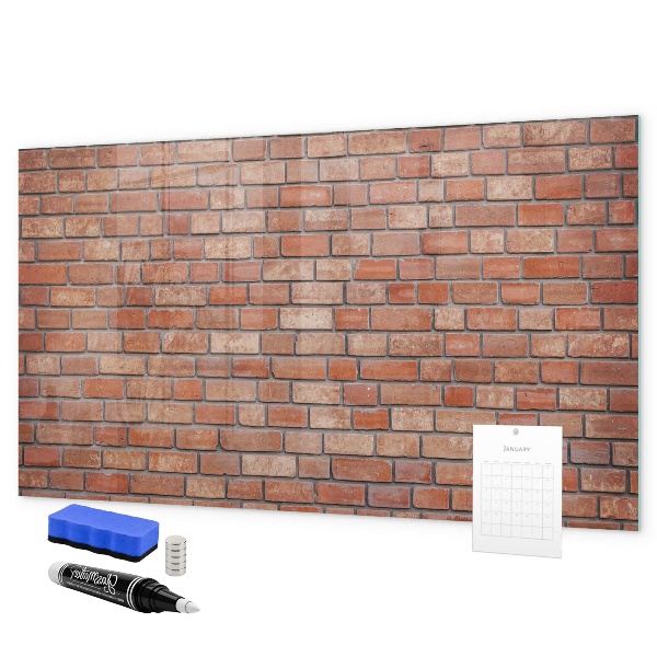 Schreib magnettafel Eine Notiztafel an einer Backsteinmauer