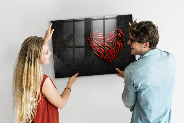 Schreib magnettafel Ein Herz aus Paprika und Fotos von Erinnerungen