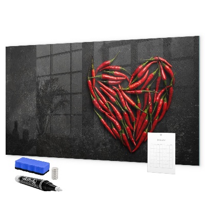 Schreib magnettafel Ein Herz aus Paprika und Fotos von Erinnerungen