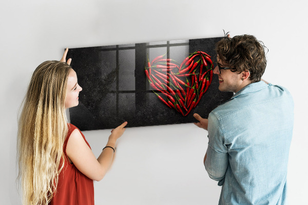 Schreib magnettafel Ein Herz aus Paprika und Fotos von Erinnerungen
