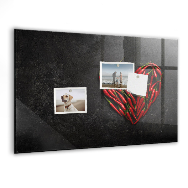 Schreib magnettafel Ein Herz aus Paprika und Fotos von Erinnerungen