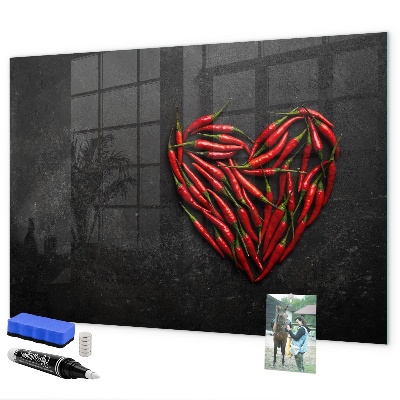 Schreib magnettafel Ein Herz aus Paprika und Fotos von Erinnerungen