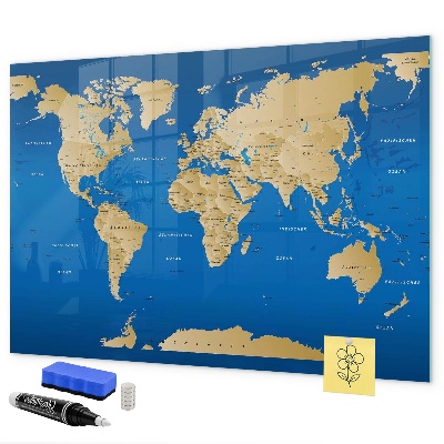 Schreib magnettafel Weltkarte mit Orten zum Markieren