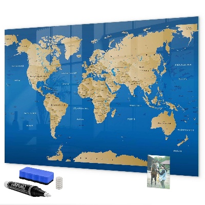 Schreib magnettafel Weltkarte mit Orten zum Markieren