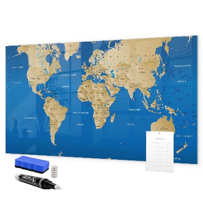 Schreib magnettafel Weltkarte mit Orten zum Markieren