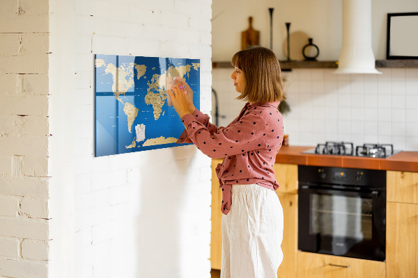 Schreib magnettafel Weltkarte mit Orten zum Markieren