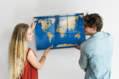 Schreib magnettafel Weltkarte mit Orten zum Markieren