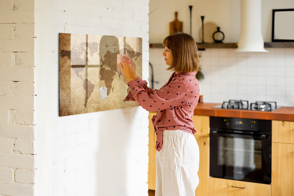 Magnettafel zum schreiben Weltkarte als Inspirationstafel