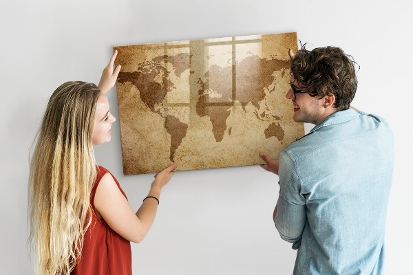 Magnettafel zum schreiben Weltkarte als Inspirationstafel