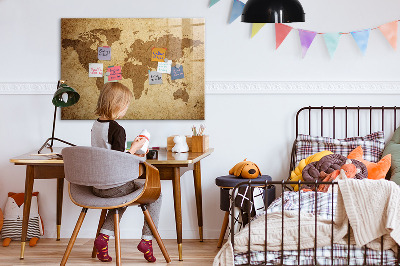 Magnettafel zum schreiben Weltkarte als Inspirationstafel