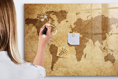 Magnettafel zum schreiben Weltkarte als Inspirationstafel