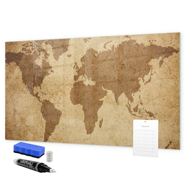 Magnettafel zum schreiben Weltkarte als Inspirationstafel
