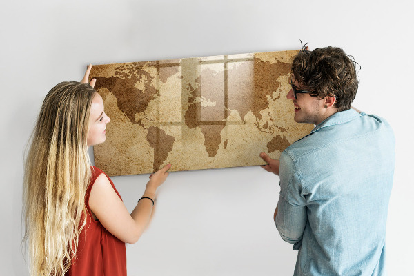 Magnettafel zum schreiben Weltkarte als Inspirationstafel