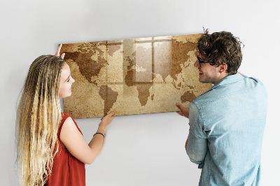 Magnettafel zum schreiben Weltkarte als Inspirationstafel