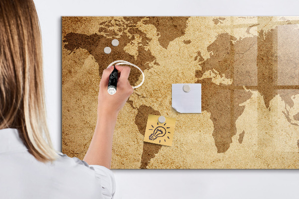 Magnettafel zum schreiben Weltkarte als Inspirationstafel