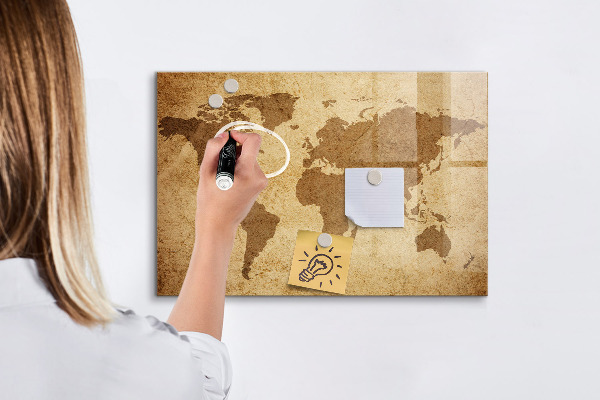 Magnettafel zum schreiben Weltkarte als Inspirationstafel