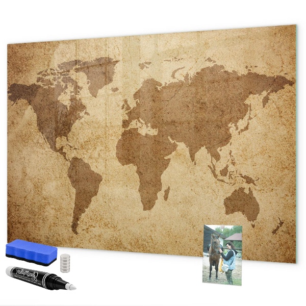 Magnettafel zum schreiben Weltkarte als Inspirationstafel